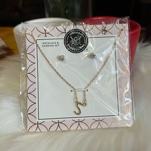 Modern Expressions Letter S Necklace and Studs